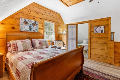 Cozy bedroom with mountain views
